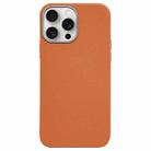 For iPhone 15 Pro Max Litchi Pattern Silver Edge Camera Frame Material Phone Case(Brown) - 1