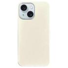 For iPhone 15 Plus Litchi Pattern Silver Edge Camera Frame Material Phone Case(White) - 1