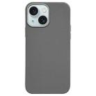 For iPhone 15 Plus Litchi Pattern Silver Edge Camera Frame Material Phone Case(Grey) - 1