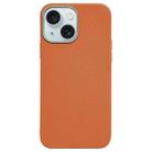 For iPhone 15 Plus Litchi Pattern Silver Edge Camera Frame Material Phone Case(Brown) - 1