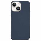 For iPhone 14 Plus Litchi Pattern Silver Edge Camera Frame Material Phone Case(Blue) - 1