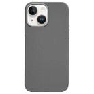 For iPhone 14 Litchi Pattern Silver Edge Camera Frame Material Phone Case(Grey) - 1