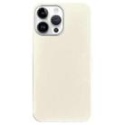 For iPhone 14 Pro Litchi Pattern Silver Edge Camera Frame Material Phone Case(White) - 1