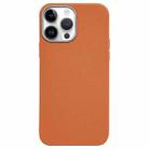 For iPhone 14 Pro Max Litchi Pattern Silver Edge Camera Frame Material Phone Case(Brown) - 1