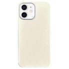 For iPhone 12 Litchi Pattern Silver Edge Camera Frame Material Phone Case(White) - 1