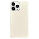 For iPhone 11 Pro Max Litchi Pattern Silver Edge Camera Frame Material Phone Case(White) - 1