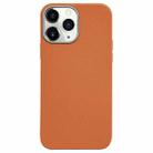 For iPhone 11 Pro Max Litchi Pattern Silver Edge Camera Frame Material Phone Case(Brown) - 1
