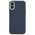 For iPhone XS / X Litchi Pattern Silver Edge Camera Frame Material Phone Case(Blue) - 1