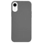 For iPhone XR Litchi Pattern Silver Edge Camera Frame Material Phone Case(Grey) - 1