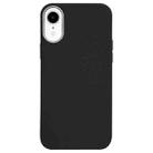 For iPhone XR Litchi Pattern Silver Edge Camera Frame Material Phone Case(Black) - 1