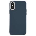 For iPhone XS Max Litchi Pattern Silver Edge Camera Frame Material Phone Case(Blue) - 1