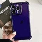 For iPhone 15 Pro Transparent Four-corner Shockproof TPU Phone Case(Dark Blue) - 1