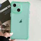 For iPhone 15 Plus Transparent Four-corner Shockproof TPU Phone Case(Green) - 1