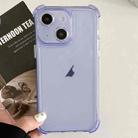 For iPhone 15 Plus Transparent Four-corner Shockproof TPU Phone Case(Purple) - 1