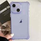 For iPhone 15 Transparent Four-corner Shockproof TPU Phone Case(Purple) - 1