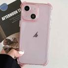 For iPhone 14 Plus Transparent Four-corner Shockproof TPU Phone Case(Pink) - 1