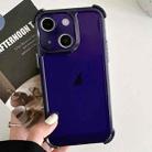 For iPhone 14 Transparent Four-corner Shockproof TPU Phone Case(Dark Blue) - 1