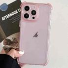 For iPhone 14 Pro Transparent Four-corner Shockproof TPU Phone Case(Pink) - 1