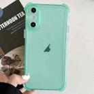 For iPhone XS / X Transparent Four-corner Shockproof TPU Phone Case(Green) - 1