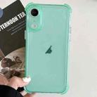 For iPhone XR Transparent Four-corner Shockproof TPU Phone Case(Green) - 1