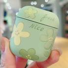 For AirPods 1 / 2 Oil Painting Floral Matte Earphones Protective Case(Green) - 1