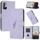 For Redmi 10 Triangle Pattern Buckle Clasp Leather Phone Case(Light Purple) - 1