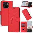 For Redmi 10C Triangle Pattern Buckle Clasp Leather Phone Case(Red) - 1