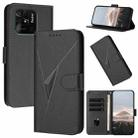 For Redmi 10C Triangle Pattern Buckle Clasp Leather Phone Case(Black) - 1