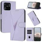 For Redmi 10C Triangle Pattern Buckle Clasp Leather Phone Case(Light Purple) - 1