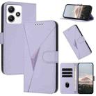 For Redmi 12 5G Triangle Pattern Buckle Clasp Leather Phone Case(Light Purple) - 1