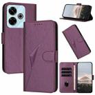 For Redmi 13 4G Triangle Pattern Buckle Clasp Leather Phone Case(Dark Purple) - 1