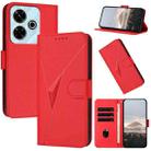 For Redmi 13 4G Triangle Pattern Buckle Clasp Leather Phone Case(Red) - 1