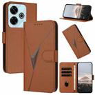 For Redmi 13 4G Triangle Pattern Buckle Clasp Leather Phone Case(Brown) - 1