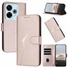 For Redmi 13 4G Triangle Pattern Buckle Clasp Leather Phone Case(Rose Gold) - 1