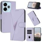 For Redmi 13 4G Triangle Pattern Buckle Clasp Leather Phone Case(Light Purple) - 1