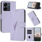 For Redmi 13C 4G Triangle Pattern Buckle Clasp Leather Phone Case(Light Purple) - 1