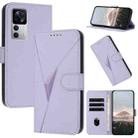 For Redmi K50 Ultra Triangle Pattern Buckle Clasp Leather Phone Case(Light Purple) - 1