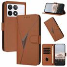 For Redmi K70 Triangle Pattern Buckle Clasp Leather Phone Case(Brown) - 1