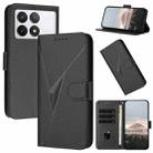 For Redmi K70 Triangle Pattern Buckle Clasp Leather Phone Case(Black) - 1