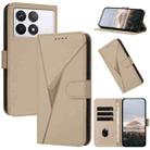 For Redmi K70 Triangle Pattern Buckle Clasp Leather Phone Case(Gold) - 1