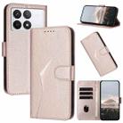 For Redmi K70 Triangle Pattern Buckle Clasp Leather Phone Case(Rose Gold) - 1