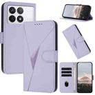 For Redmi K70 Triangle Pattern Buckle Clasp Leather Phone Case(Light Purple) - 1