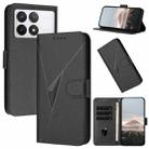 For Redmi K70E Triangle Pattern Buckle Clasp Leather Phone Case(Black) - 1