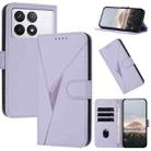 For Redmi K70E Triangle Pattern Buckle Clasp Leather Phone Case(Light Purple) - 1