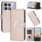 For Redmi K70 Ultra Triangle Pattern Buckle Clasp Leather Phone Case(Rose Gold) - 1