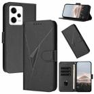 For Redmi Note 12 Pro 5G Global Triangle Pattern Buckle Clasp Leather Phone Case(Black) - 1