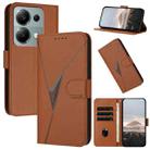 For Redmi Note 13 Pro 4G Triangle Pattern Buckle Clasp Leather Phone Case(Brown) - 1