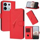For Redmi Note 13 Pro 5G Triangle Pattern Buckle Clasp Leather Phone Case(Red) - 1