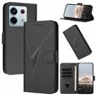 For Redmi Note 13 Pro 5G Triangle Pattern Buckle Clasp Leather Phone Case(Black) - 1