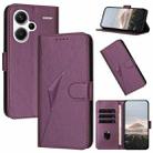 For Redmi Note 13 Pro+ Triangle Pattern Buckle Clasp Leather Phone Case(Dark Purple) - 1